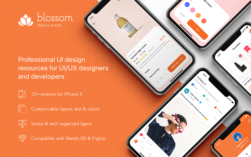 Blossom - Beauty mobile UI Kit UI Element