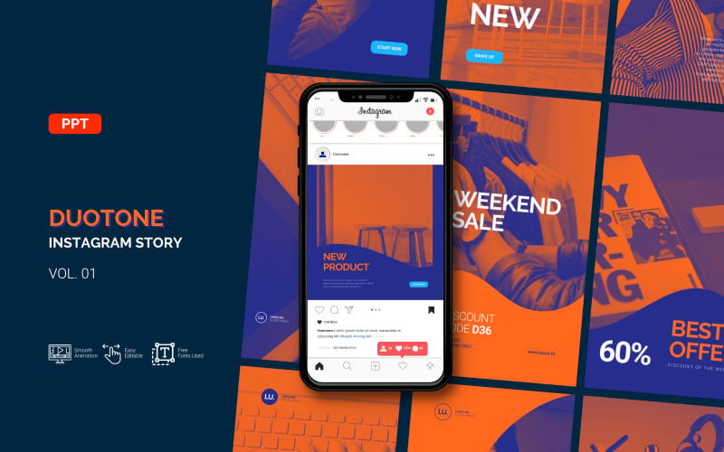 Duotone - Business Instagram Story - Powerpoint Template PowerPoint Template