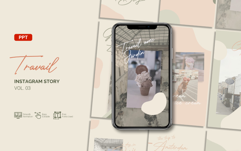 Travail - Tourism Blog Instagram Story - Powerpoint Template PowerPoint Template