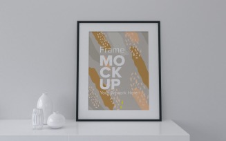 Black Frame Mockup With Vases On The Table Mockup Template