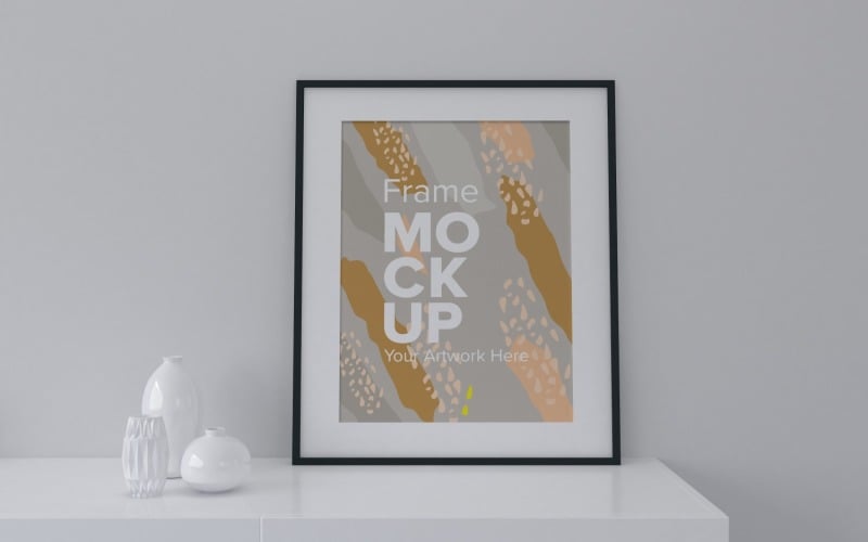 Black Frame Mockup With Vases On The Table Mockup Template Product Mockup