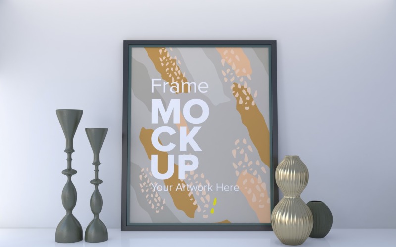Black Frame With Decorative Items On The Table Mockup Template Product Mockup
