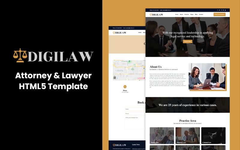 Digilaw - Attorney and Lawyer HTML5 Template Website Template