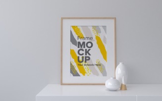 Frame Mockup With Vases On The Table Mockup Template