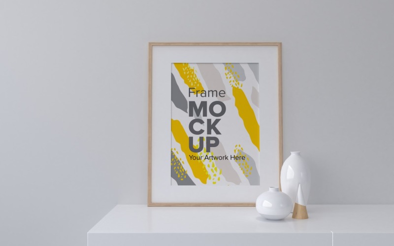 Frame Mockup With Vases On The Table Mockup Template Product Mockup