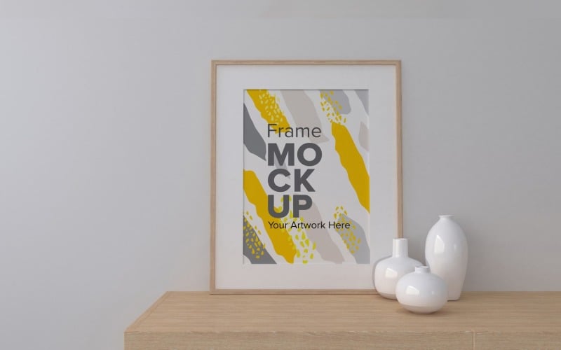 Frame With Vases On A Shelf Mockup Template Product Mockup