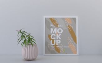 Frame With Vases On The Shelf Mockup Template