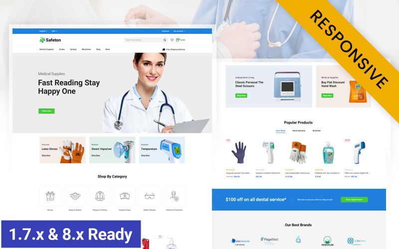 Safeton - Medical Store Prestashop Responsive Theme PrestaShop Theme