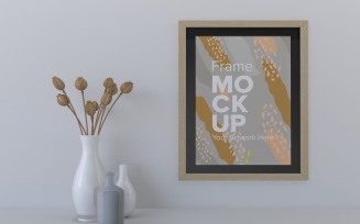 Two Frame Mockup With Books And Vases On The Shelf