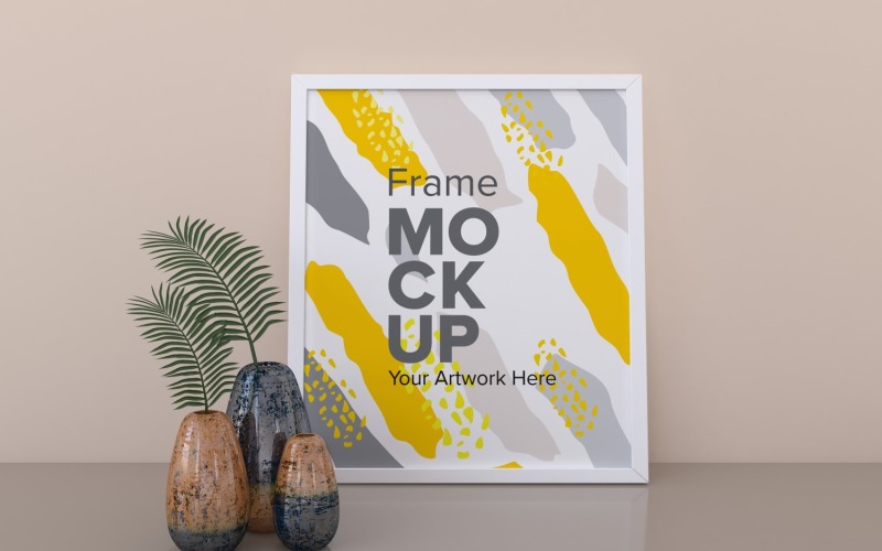 White Frame With Vases On The Shelf Mockup Template Product Mockup