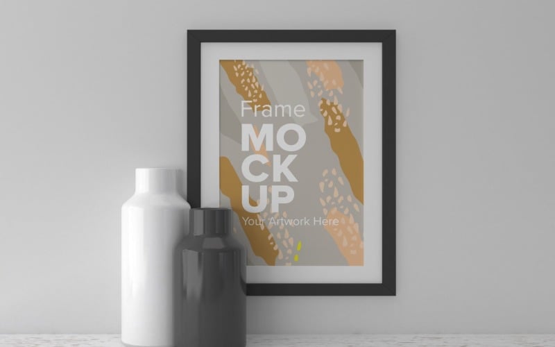 Black Frame Mockup With Vases On Shelf Mockup Template Product Mockup