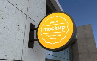 Circle Mount Sign Mockup Template