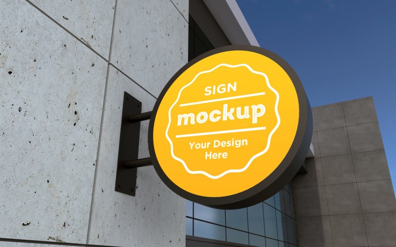 Circle Mount Sign Mockup Template Product Mockup