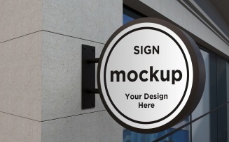 Wall Mount Rounded Sign Mockup Template
