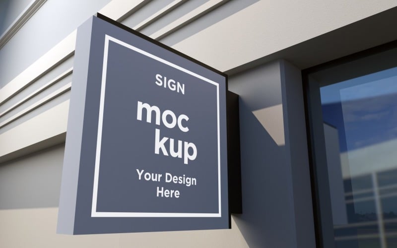 Wall Mount Square Shape Signage Mockup Template Product Mockup