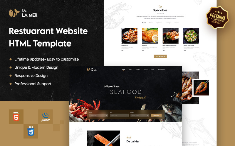 Delamer - Restaurant & Food HTML Website Template Landing Page Template