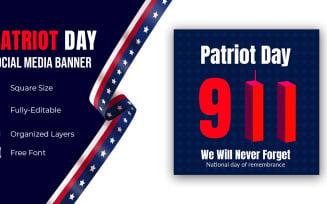 Patriot Day September 11, 2001 Banner We Will Never Forget 9/11 Social Media