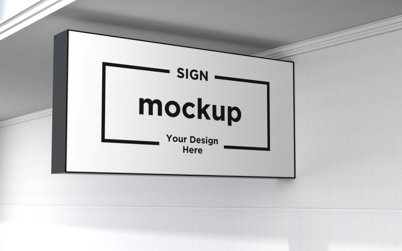 Rectangular Wall Mount Facade Signage Mockup Template Product Mockup
