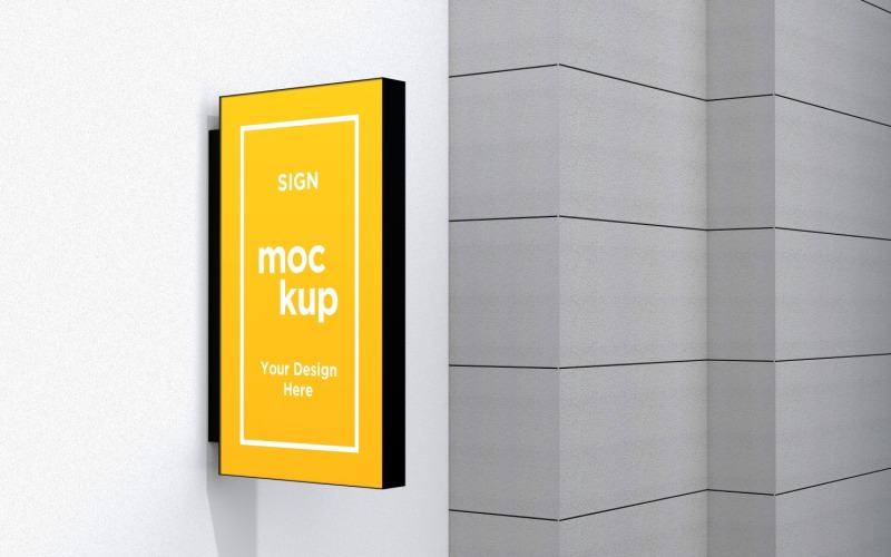 Rectangular Wall Mount Sign Board Mockup Template Product Mockup
