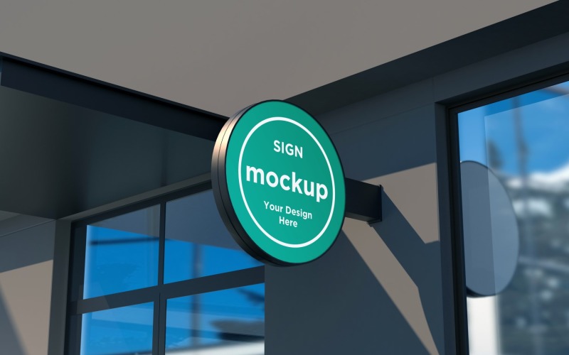 Round Wall Mount Sign Board Mockup Template Product Mockup