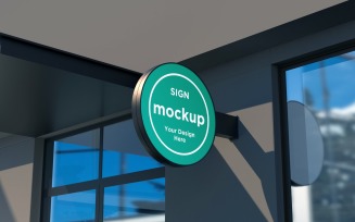 Round Wall Mount Sign Board Mockup Template