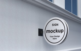 Round Wall Mount Sign Mockup Template
