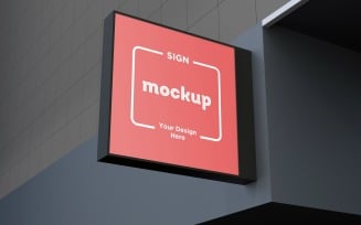 Square Shape Wall Mount Sign Board Mockup Template