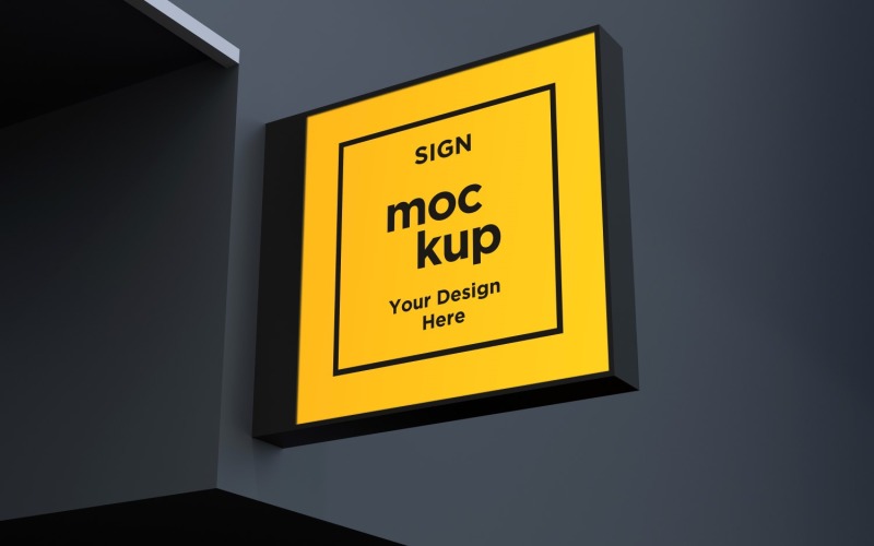 Square Shaped Yellow Billboard Signage Mockup Template Product Mockup
