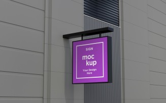 Square Wall Mounted Facade Sign Mockup Template