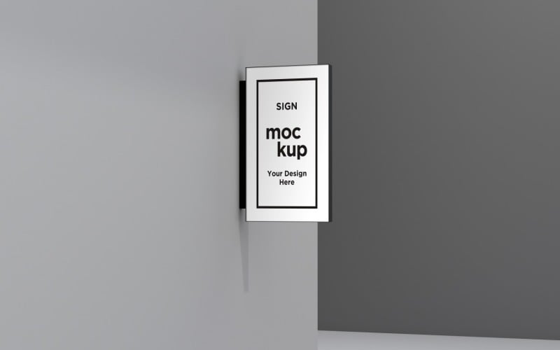 Wall Mount Rectangular Facade Signage Mockup Template Product Mockup