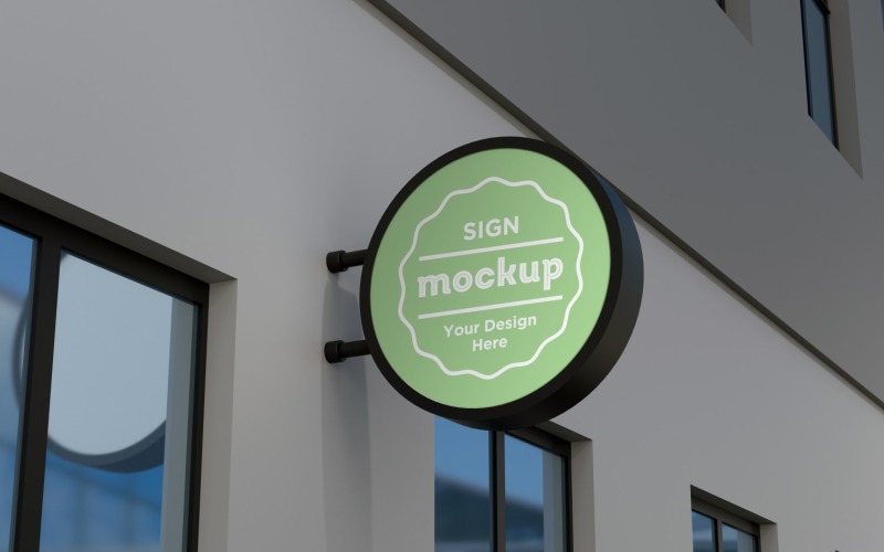 Wall Mount Round Sign Mockup Template Product Mockup