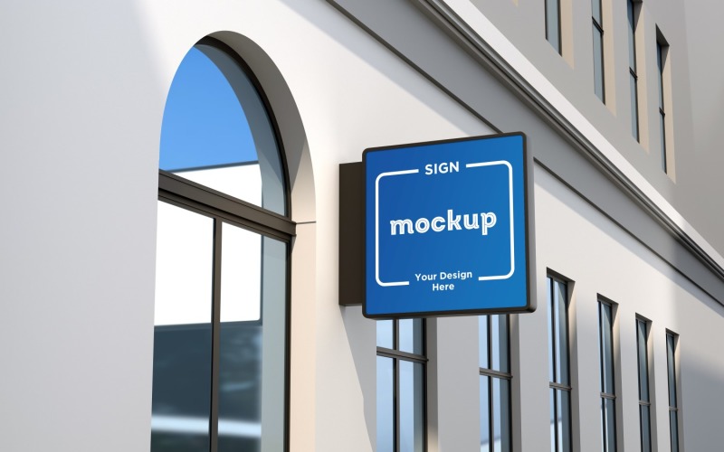 Wall Mount Square Shape Sign Mockup Template Product Mockup