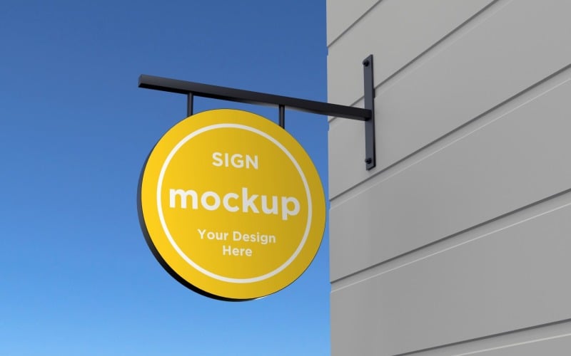 Wall Mounted Rounded Signage Mockup Template Product Mockup