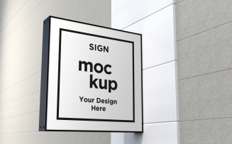 Wall Square Mount Shape Signage Mockup Template