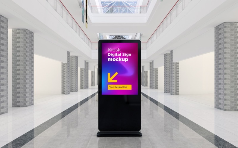A modern empty totem, kiosk, digital signage, 3d rendering Product Mockup