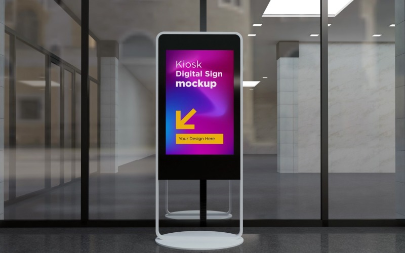 A modern Totem Digital Sign Mockup Template Product Mockup