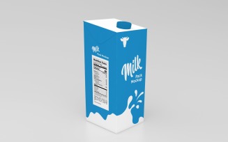 3D Milk Pack Packaging One Liter Box Mockup Template