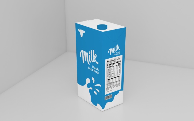 3D One Liter Box Milk Pack Packaging Mockup Template Product Mockup