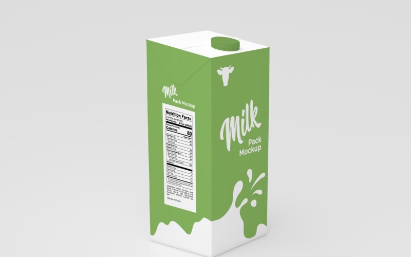 3D One Liter Two Box Milk Pack Packaging Mockup Template Product Mockup