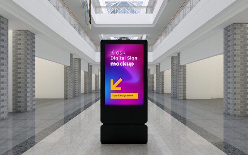 Kiosk Digital Sign 3D Rendering Mockup Template Product Mockup