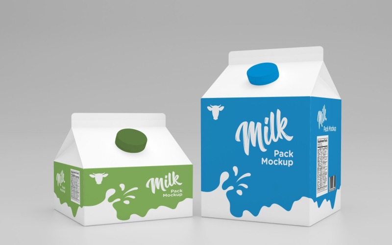 Milk Pack Packaging One Half Liters With 250ML Box Mockup Template Product Mockup