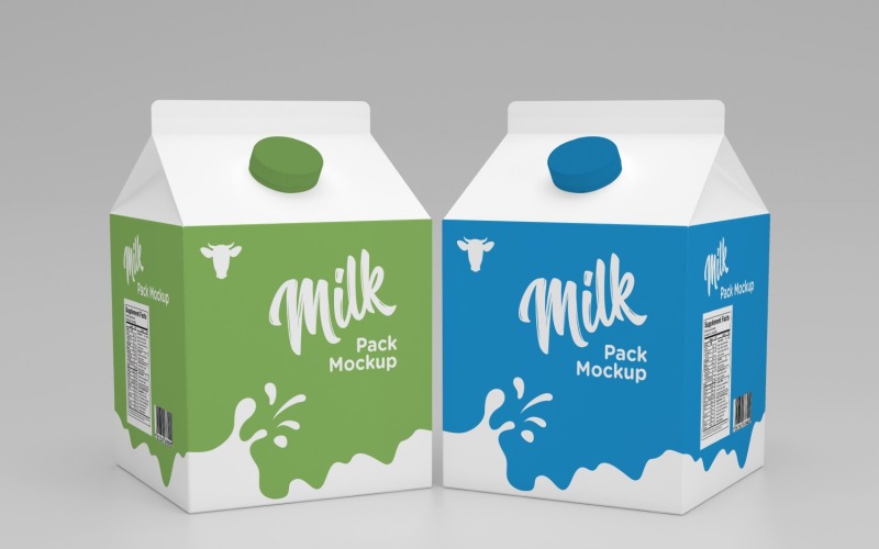 Milk Pack Packaging Two Half Liter Carton Mockup Template Product Mockup