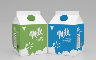 Milk Pack Packaging Two Half Liter Carton Mockup Template