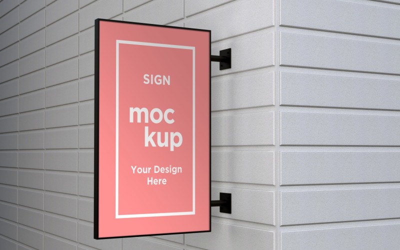 Rectangular Wall Mounted Facade Signage Mockup Template Product Mockup