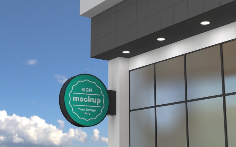 Rounded Wall Mount Sign Board Mockup Template Product Mockup