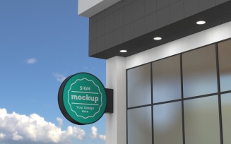 Rounded Wall Mount Sign Board Mockup Template
