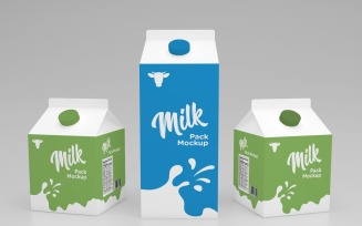 Three Milk Pack Packaging Half Liter And Two 250ml Mockup Template