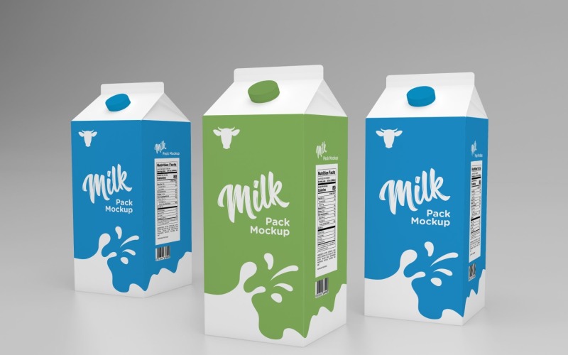 Three Milk Packaging One Liters Carton Mockup Template Product Mockup