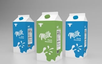 Three Milk Packaging One Liters Carton Mockup Template