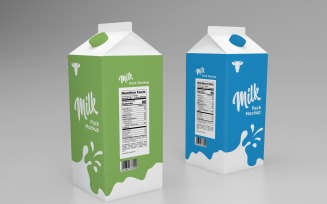 Two Milk Pack One Liters Mockup Template